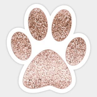 Sparkling rose gold paw print Sticker